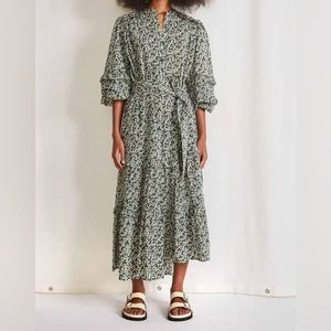 Apiece Apart Gracias Flamenca Dress in Deep Sage Bouquet